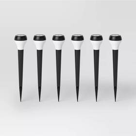 Luxeloot Coiiecyive 323398496836 6pk Round Solar Led Outdoor Path Lights Matte Black