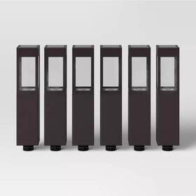 Luxeloot Coiiecyive 323398496874 6pk Square Bollard Solar Led Outdoor Path Lights