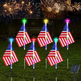 P737879182536 Luxspire 4th Of July Decorations Outdoor Solar Lights 6pcs Red White And Blu