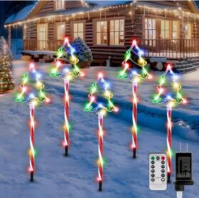 B0dhdzmmpm Lyubasa 5 Pack Plug In Christmas Tree Pathway Lights Outdoor Decorations With Ti