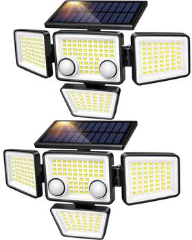 Lywalt 792933264672 Solar Outdoor Lights - 3000lm 188 Led Motion Sensor 4 Heads Ip