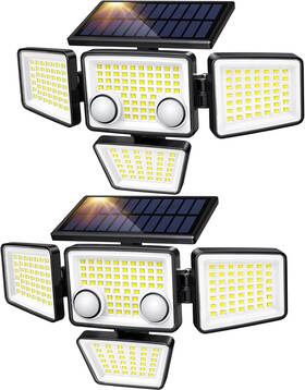 Jy2323t4e Lywalt Solar Outdoor Lights - 3000lm 188 Led Motion Sensor 4 Heads Secu