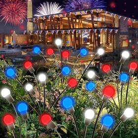 Maanshanhaoluomaoyiyouxiangongsi 726084986855 4th Of July Decorations Outdoor 8 Pack Red White And Blue Solar Garden Lights 4
