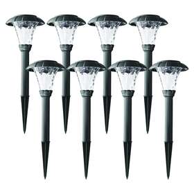 Ms18-304-101-50 Mainstays Solar Powered Black Stanford Led Pathway Light 10 Lumens 8 Count
