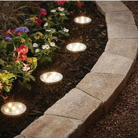 Msf128002736001-1 Mainstays 2 Pack Solar Powered Stainless Steel Led Landscape Disc Lights 12 Lumens