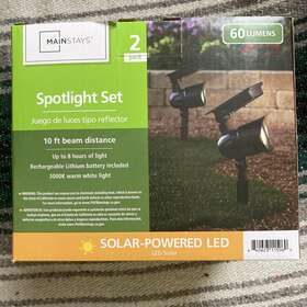 Mss229801262001 Mainstays 2 Pack 60 Lumen Solar-powered Led Plastic Spotlight - 10 Ft Beam Distance