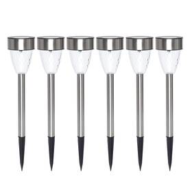 Mss336182181003 Mainstays 6-count Solar-powered Tapered Column Pathway Led Light Set In Stainless Steel