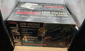 Lt90704td Malibu Ml88t 4 Lamp Lt9d Metal Floodlight Set 10 Watt Bulbs Power Pack