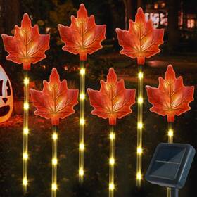 Smll6p Mankinlu Fall Decor Solar Pathway Lights Outdoor Thanksgiving Decorations 6 Pack