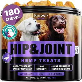 Manufactured For Kinpur Pet Care 608011799618 Hemp Dog Joint Supplement 180 Duck Chews With Glucosamine Chondroitin Msm