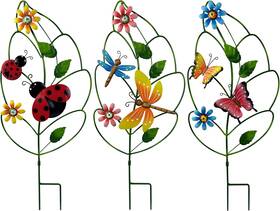 Bdl2025 Maotuo 3-pack Metal Flower Garden Stakes Outdoor Yard And Lawn Spring Decor
