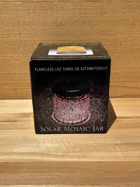 Mark Feldstein & Associates Inc 789683011144 Solar Mosaic Jar - Flameless Led Turns On Automatically