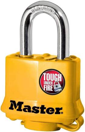315ka Master Lock 445008743772 Covered Outdoor Padlock With Key 1 Pack Yellow