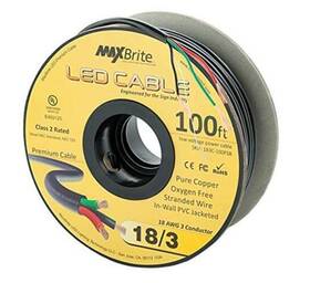 183c-100fsb Maxbrite 100 Ft. 18awg Low Voltage Led Cable 3 Conductor Black Sleeve