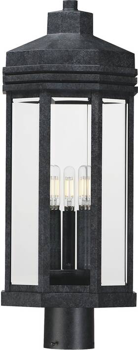 30220clbkp Maxim 30220cl Wright 3 Light 24 Inch Tall Post - Black