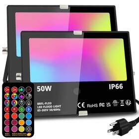 Melpo 658848915064 Led Flood Light Outdoor 50w Rgb Color Changing Landscape Lighting With Remot