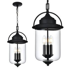Melucee 768572185425 3-light Outdoor Pendant Light Fixture In Black 1-pack Exterior Hanging