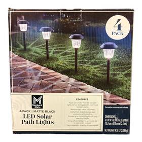 10807-14-4bkm Members Mark 4-piece Led Solar Path Lights - Matte Black
