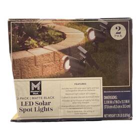 10809-60-2bkm Members Mark 2-piece Led Solar Spot Lights Matte Black