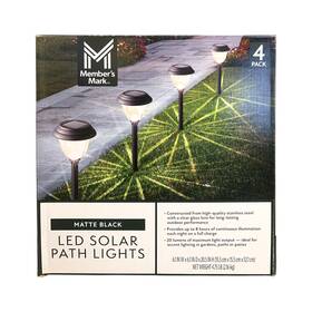 10977-20-4gb Members Mark Led Solar Path Lights 4-pack 20 Lumens Matte Black Finish