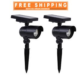 990309768 Members Mark Matte Black Led Solar Spot Lights 2-pack