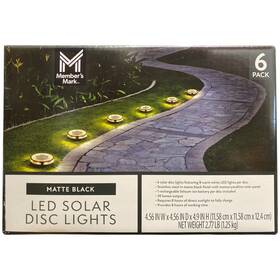 990370941 Members Mark 6-pack Matte Black Led Solar Disc Lights 30 Lumens