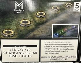 990446283 Members Mark Led Color Changing Solar Disc Lights 5-pack Matte Black
