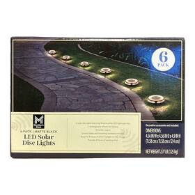 Qw-sc-02-2 Members Mark 6-pack Matte Black Led Solar Disc Lights - 30 Lumens