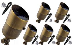 Mik Solutions 759614714192 Led Spot Lights Outdoor 7w Landscape Light 101 6 Pack Water Resistant Brass