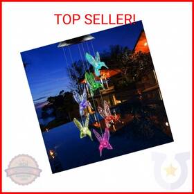 Milcraft 600609661147 Solar Hummingbird Wind Chimes - Color Changing Led Lights Waterproof Outdoor Fo
