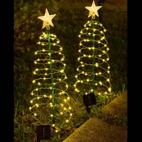 Mintssoul 747607213692 2 Pack Solar Spiral Christmas Trees With Warm White Lights 36 Outdoor Light Up