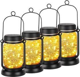 Ustx-smj2202-4 Mlambert 4 Pack Solar Hanging Lantern With Stakes Outdoor Waterproof Maso
