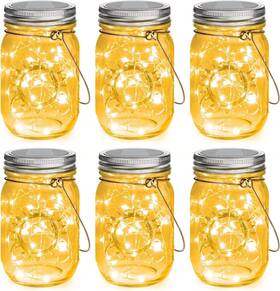 Ustx-sml04-6 Mlambert Mason Jar Solar Lights 30 Leds 6 Pack Hanging Outdoor Wa