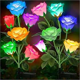Molaier 619438681721 Solar Lights Outdoor Garden 7 Color Changing Rose Waterp