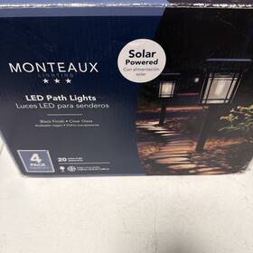 Monteaux Lighting 736916730150 Bel Air Black Led Outdoor Solar Pathway Lights With Clear Glass 4-pack