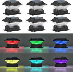 Moon-de-age 445035446448 6 Pack Rgbw Solar Post Cap Light 5 Modes Fits 4x4 4x6 Posts 50 Lumen Decorat