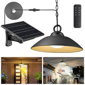Sl0301blk Moon-de-age 8 In Solar Pendant Light With Remote 3 Color Modes 250 Lumens For Sheds