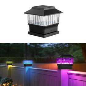 Sl0521-08 Moon-de-age Rgb&warm Solar Post Cap Lights 50 Lumen Outdoor 4x4 3.5x3.5 4.5x4.5 Or 5.5x5