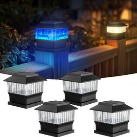 Sl0524-08 Moon-de-age Rgb&warm Solar Post Cap Lights 50 Lumen Outdoor 4x4 3.5x3.5 4.5x4.5 Or 5.5x5