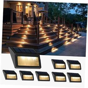 Moonlighty 657467501757 Solar Lights Outdoor Waterproof Powered Deck Step 8-pack Warm White