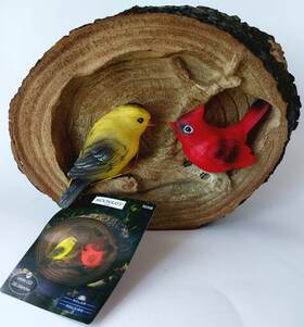 92359 Moonrays 062964923412 Solar Garden Accent Red And Yellow Birds Wall Art-white Led-#92359