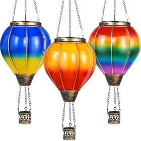 Gei-motionchic-1398 Motionchic 3 Pack Hot Air Balloon Solar Lantern With Flickering Flame Hanging