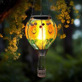 Mugres 313106188108 Sunflower Hot Air Balloon Solar Lanterns Outdoor Waterproof For Patio Garden Dec