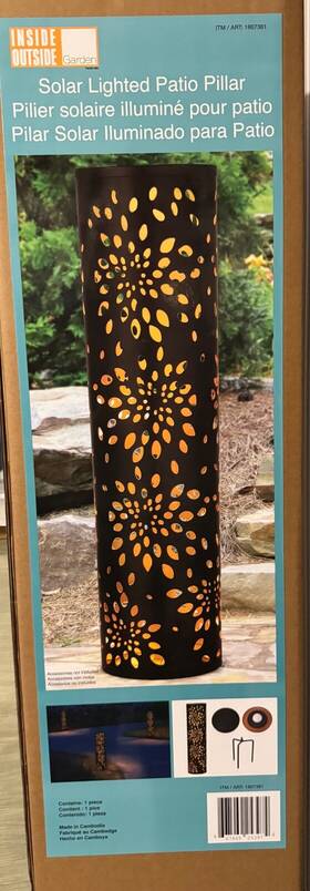 Mullally 667469253974 32 Inch H Solar Lighted Bronze Patio Pillar Metal 8.2 X