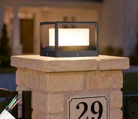 P-1665 Mvbt Outdoor Post Cap Light - Modern Luxury Pillar Led Hardwired Black Grey