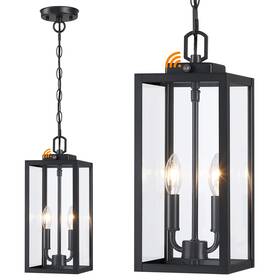 Cl203a-bk Myhxq Large Outdoor Pendant Light 2-light 15ftft Dusk To Dawn Modern Black Metal Out
