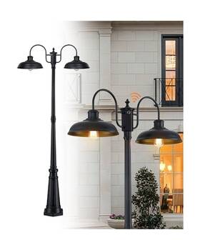 My-wl202a-bk-1 Myhxq Outdoor Post Light Dusk To Dawn Lamp Lights 2-head Farmhouse St