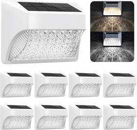 Nacinic 711181929096 Solar Fence Deck Lights Outdoor 8 Pack Waterproof Dusk To Dawn Warm White/cool W