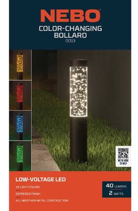 Neb-lsp-0013 Nebo Color Changing Bollard - Low Voltage 2w Led 1 Pack Landscaping Lights Path