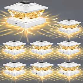 Nfever 756166087545 Solar Post Cap Lights Outdoor 8 Pack Bright 2 Modes Led Fence Deck Lig